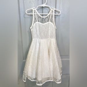 Girls Cream Flower Girl Lace Dress
